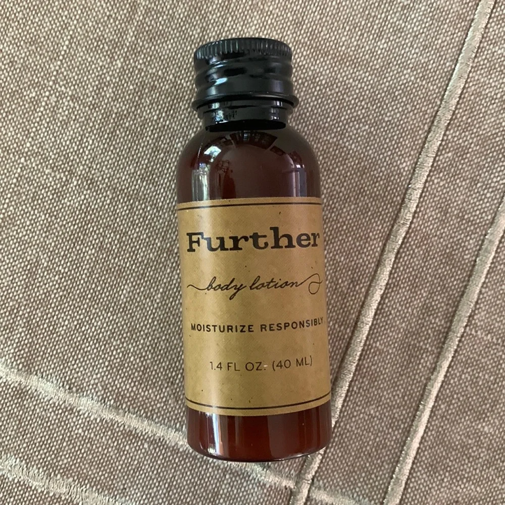 FURTHER Body Lotion Lot of 7 travel size bottles bergamot, olive oil, grasses